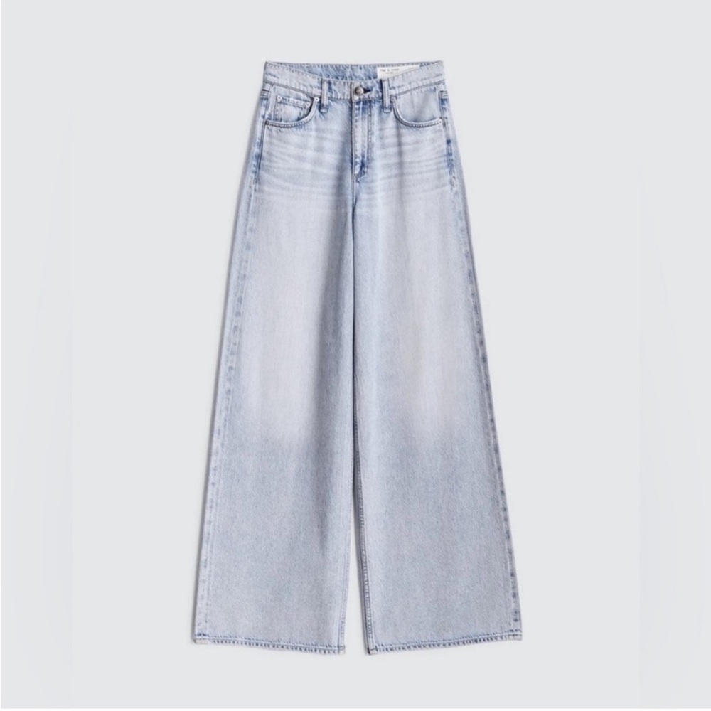 Rag & Bone Featherweight Sofie Ultra Wide-Leg Jeans Kierra Light Wash Blue 29